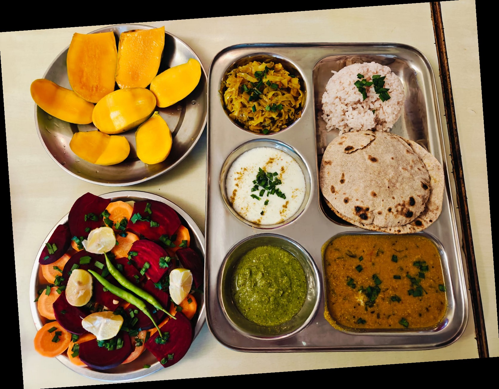 Thali of organic, farm-fresh food served during the retreat